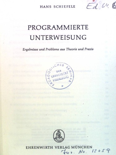 Programmierte unterweisung - programmierte,